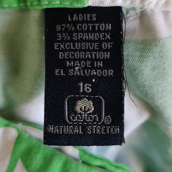 Izod green and white leaf print shorts Sz 16 - Picture 5 of 5